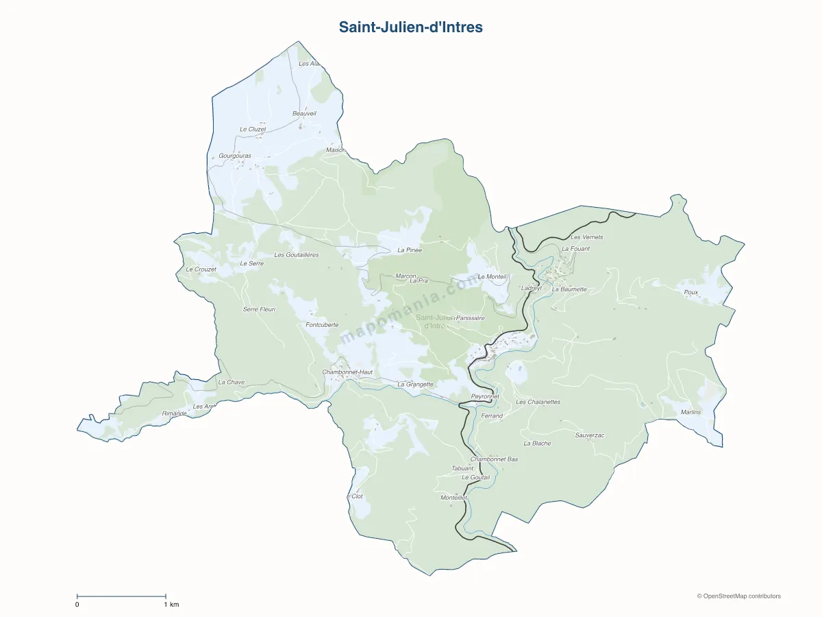 Carte de Saint-Julien-d'Intres à personnaliser