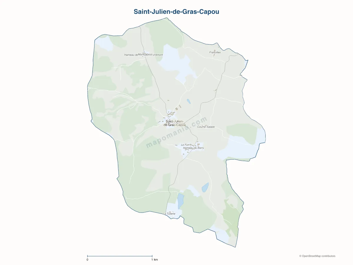 Carte de Saint-Julien-de-Gras-Capou à personnaliser