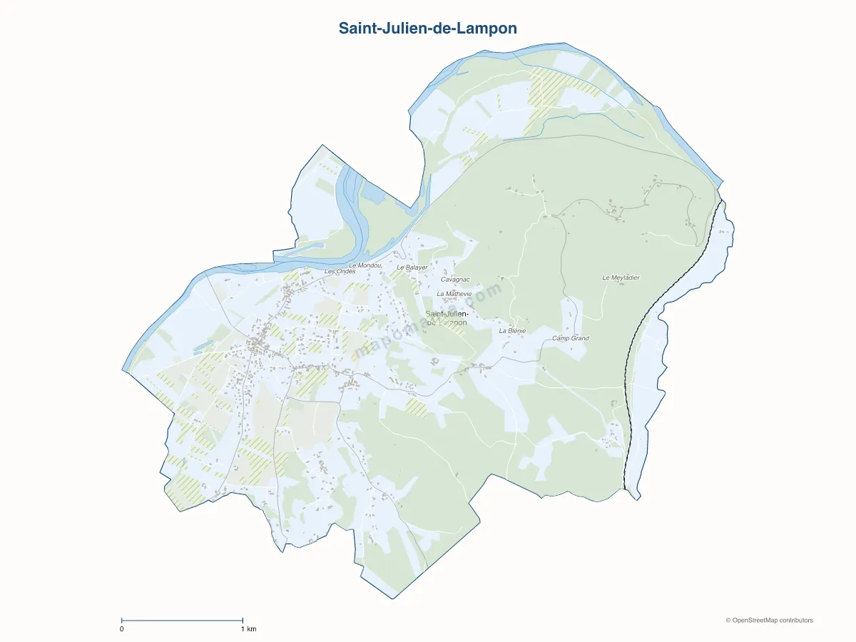 Carte de Saint-Julien-de-Lampon à personnaliser