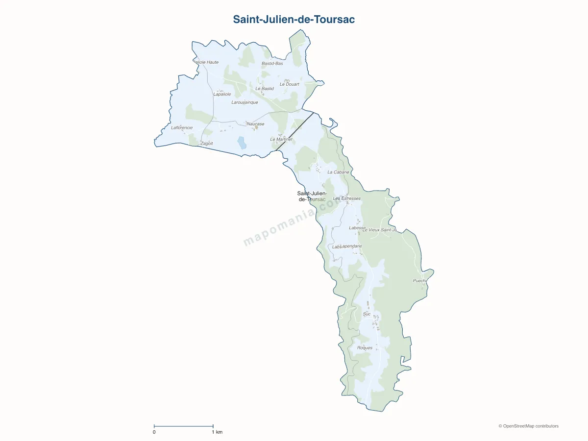 Carte de Saint-Julien-de-Toursac à personnaliser