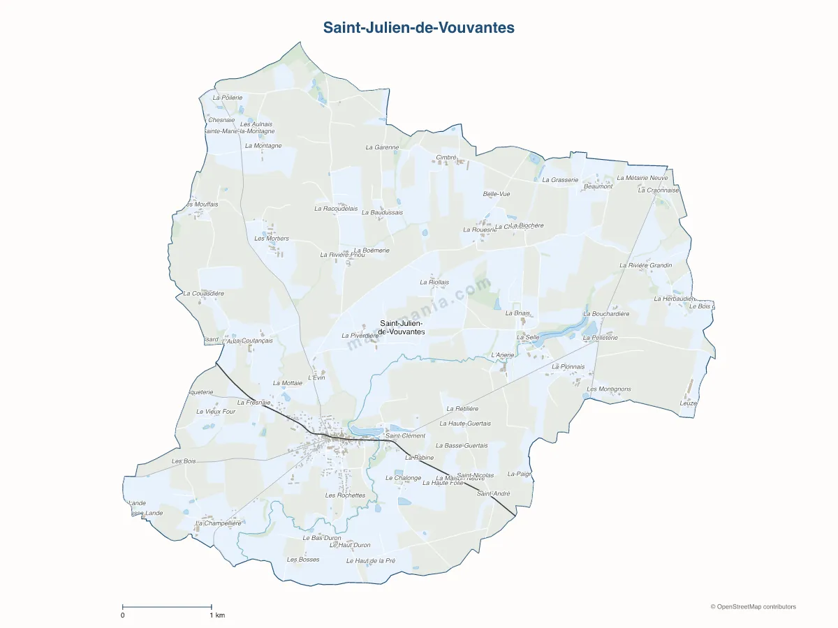 Carte de Saint-Julien-de-Vouvantes à personnaliser