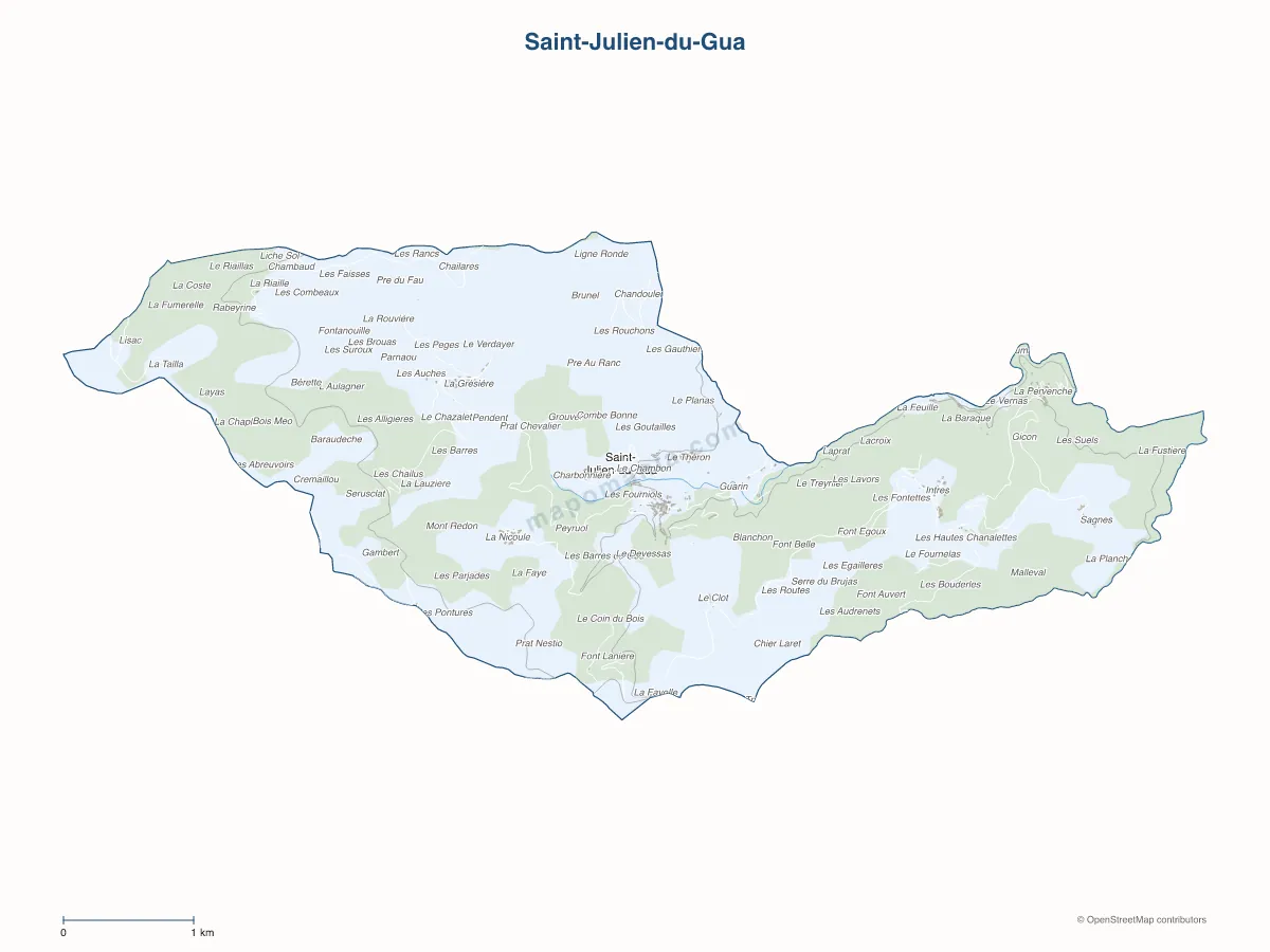 Carte de Saint-Julien-du-Gua à personnaliser