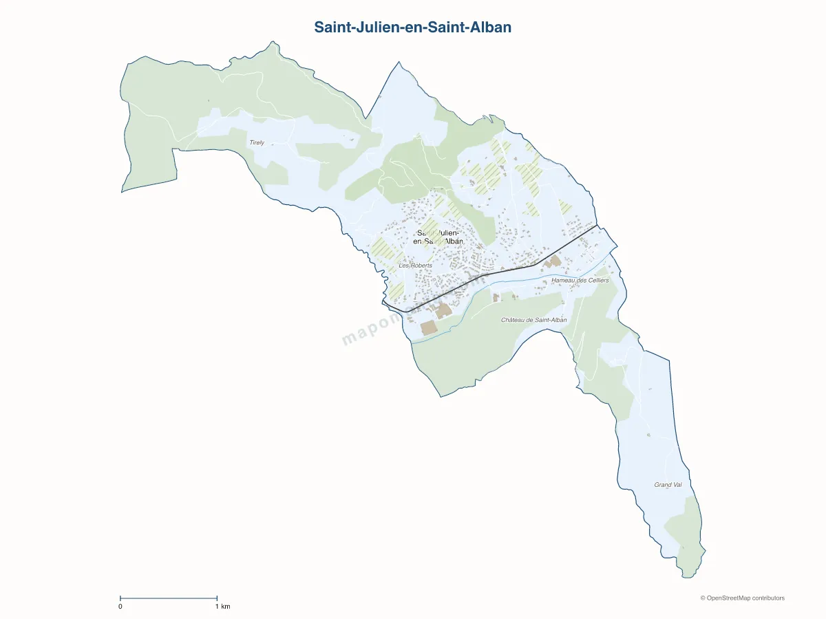 Carte de Saint-Julien-en-Saint-Alban à personnaliser