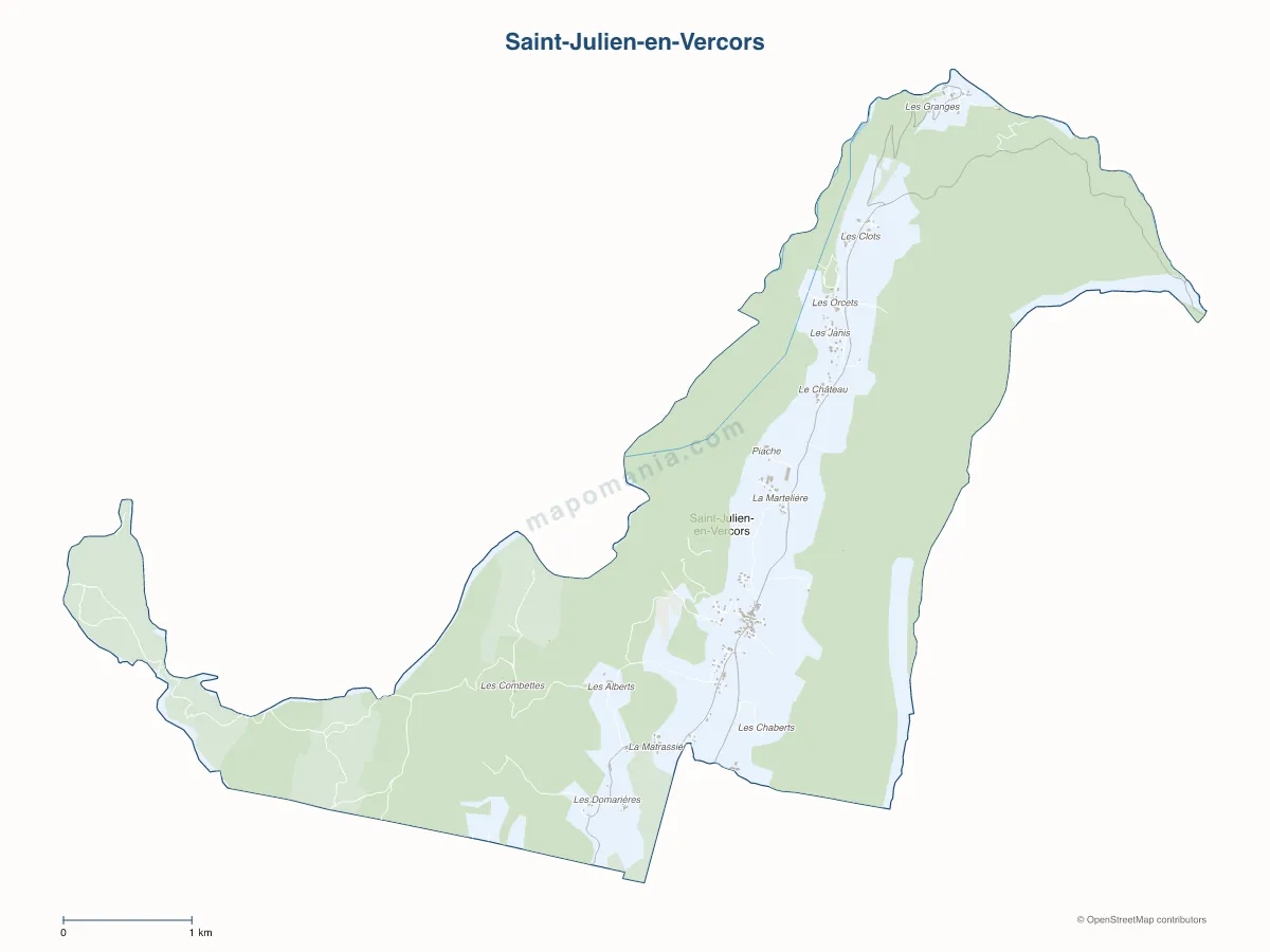 Carte de Saint-Julien-en-Vercors à personnaliser