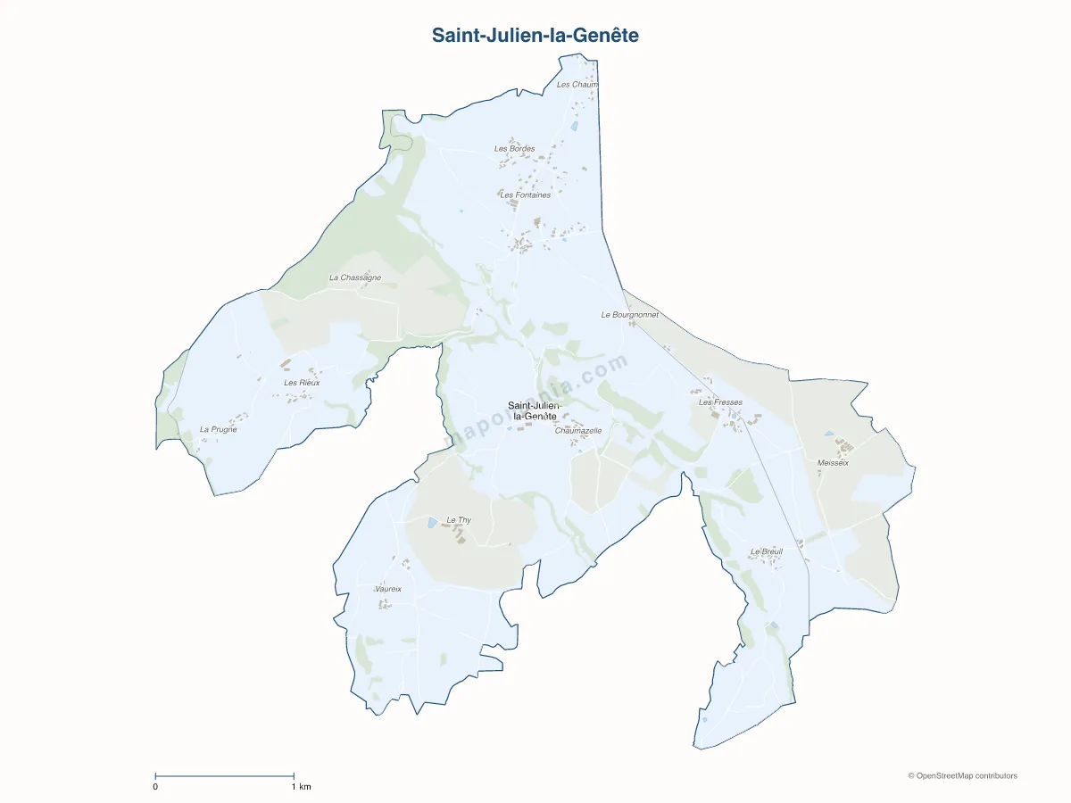 Carte de Saint-Julien-la-Genête à personnaliser