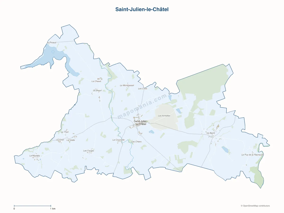 Carte de Saint-Julien-le-Châtel à personnaliser
