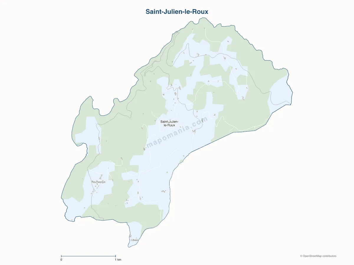 Carte de Saint-Julien-le-Roux à personnaliser