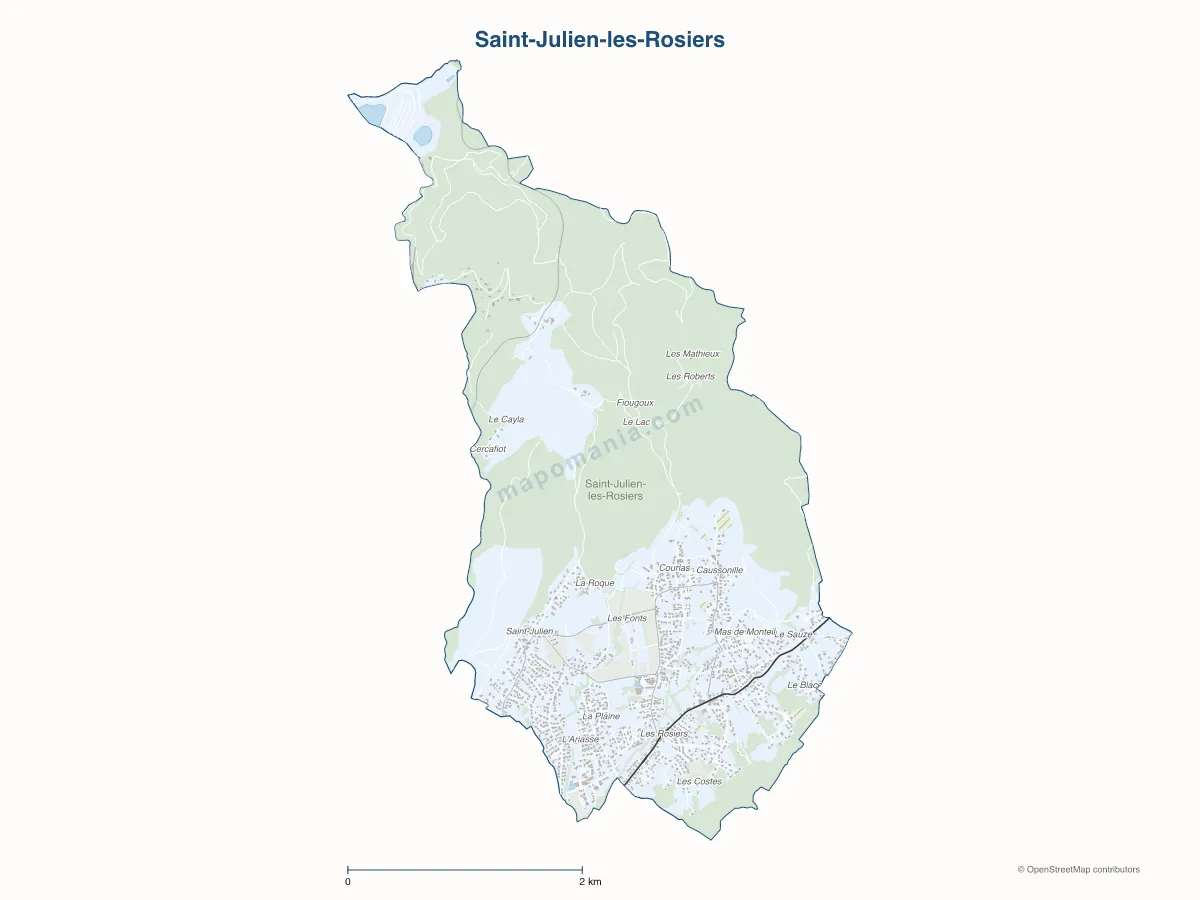 Carte de Saint-Julien-les-Rosiers à personnaliser
