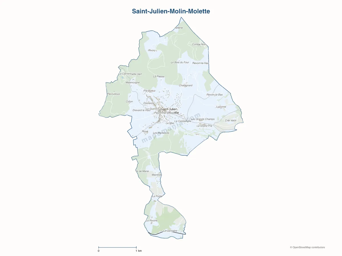 Carte de Saint-Julien-Molin-Molette à personnaliser