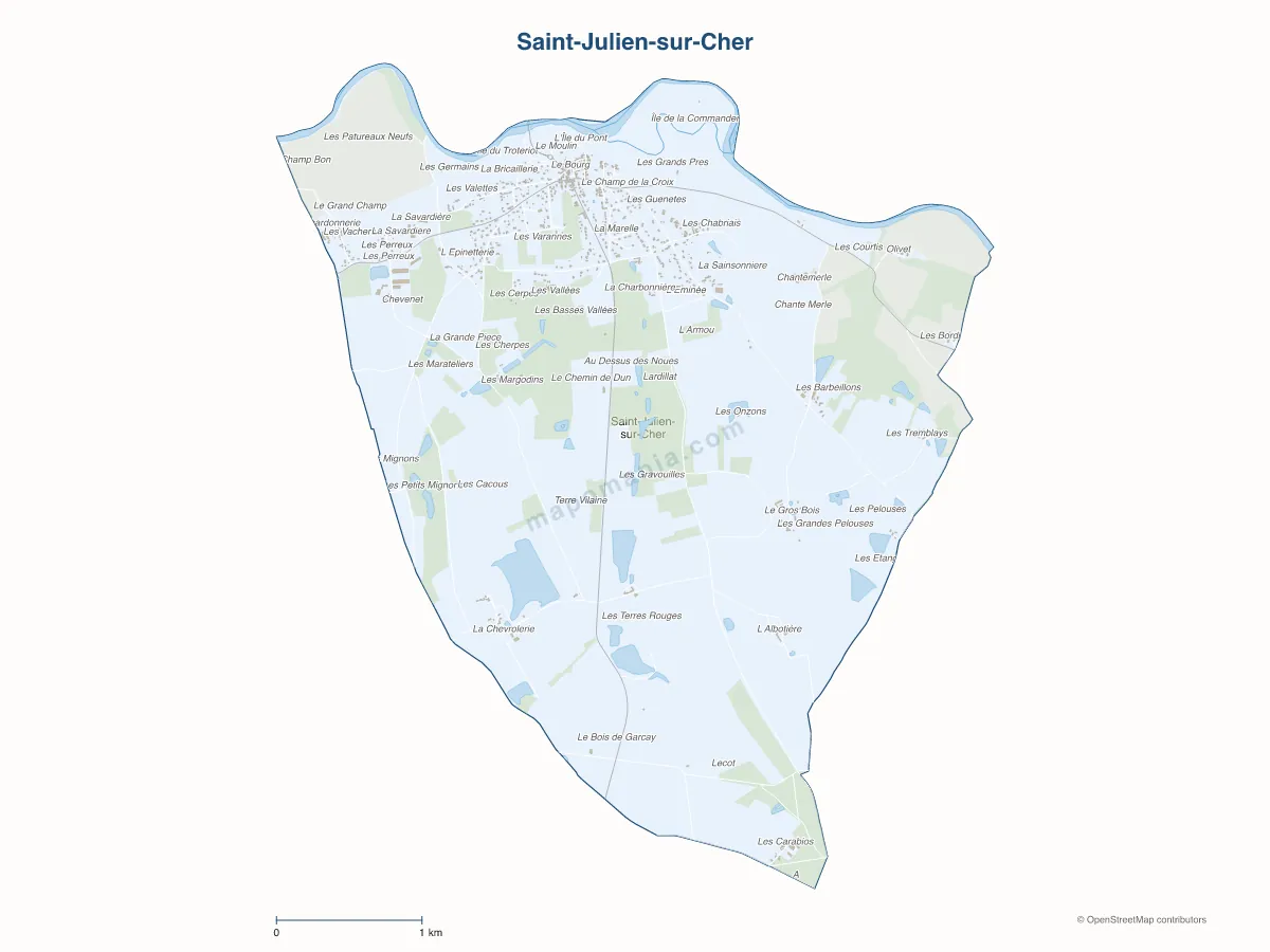 Carte de Saint-Julien-sur-Cher à personnaliser