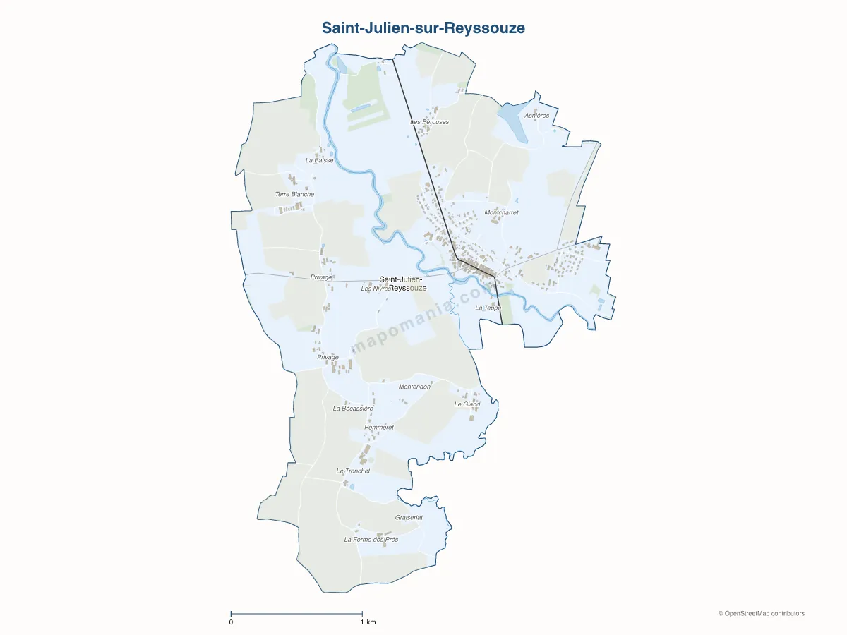 Carte de Saint-Julien-sur-Reyssouze à personnaliser