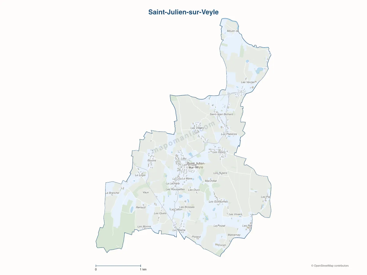 Carte de Saint-Julien-sur-Veyle à personnaliser