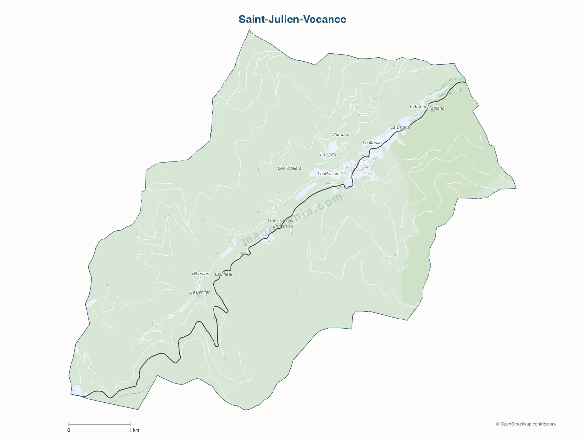 Carte de Saint-Julien-Vocance à personnaliser