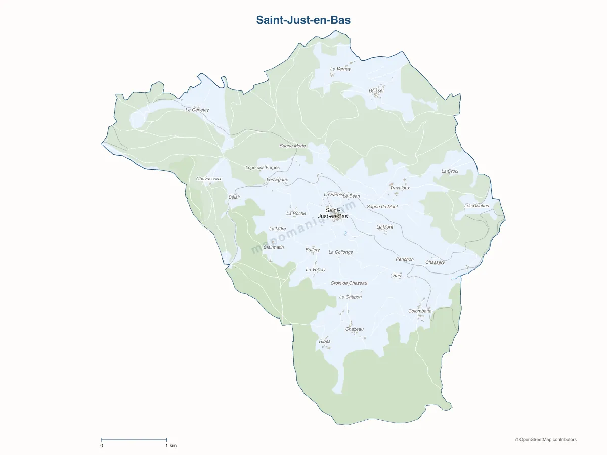 Carte de Saint-Just-en-Bas à personnaliser