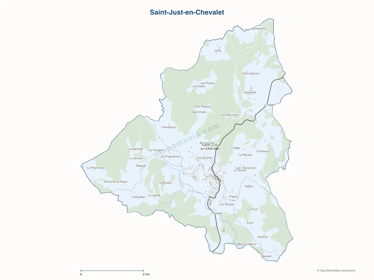Carte de Saint-Just-en-Chevalet à personnaliser