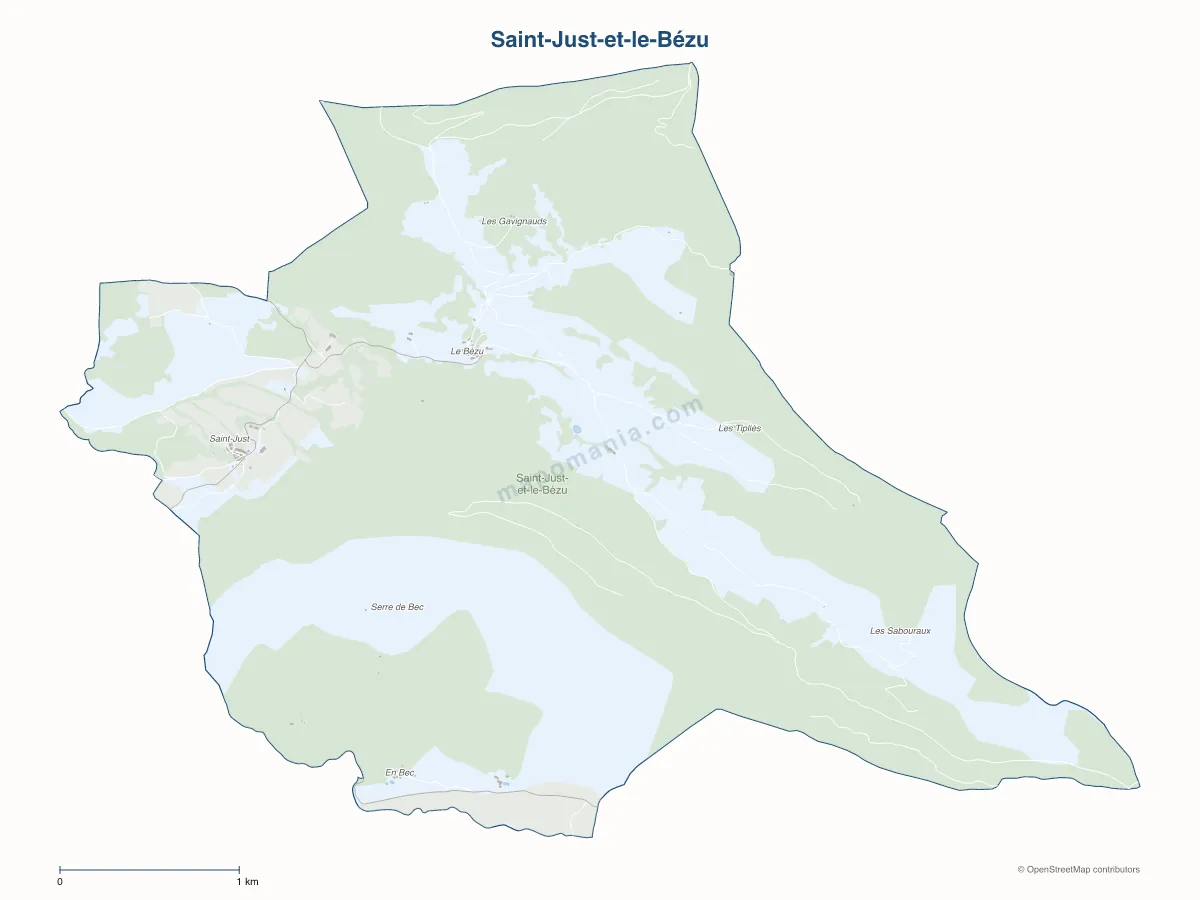 Carte de Saint-Just-et-le-Bézu à personnaliser