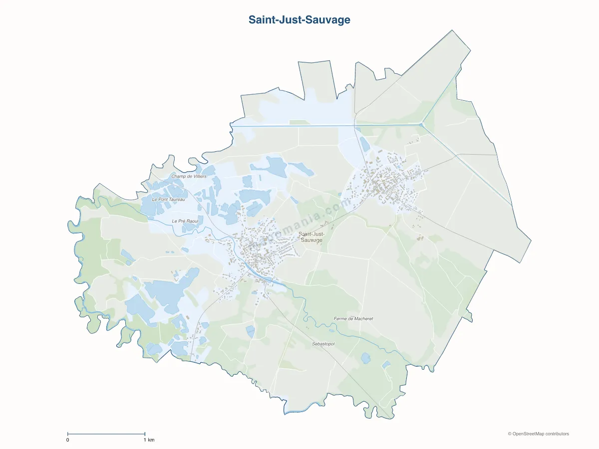 Carte de Saint-Just-Sauvage à personnaliser