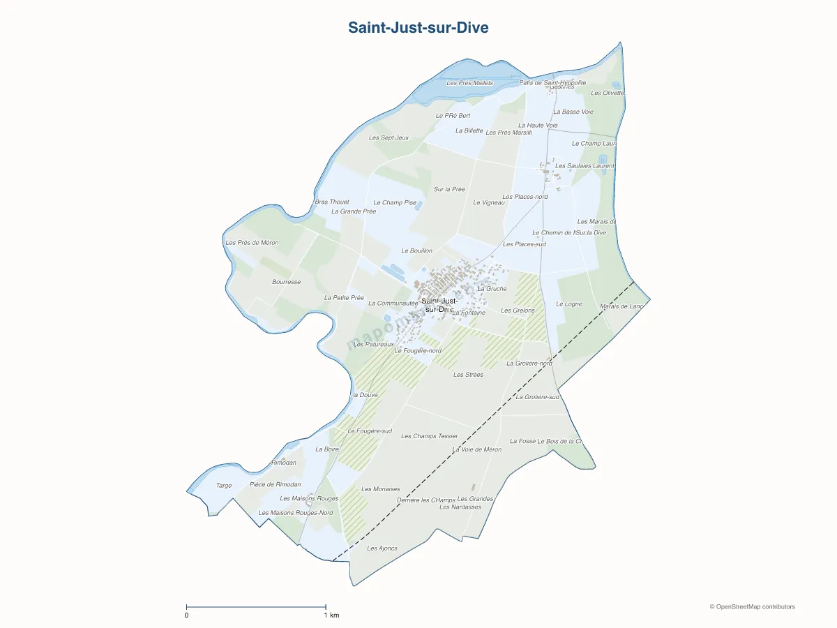 Carte de Saint-Just-sur-Dive à personnaliser