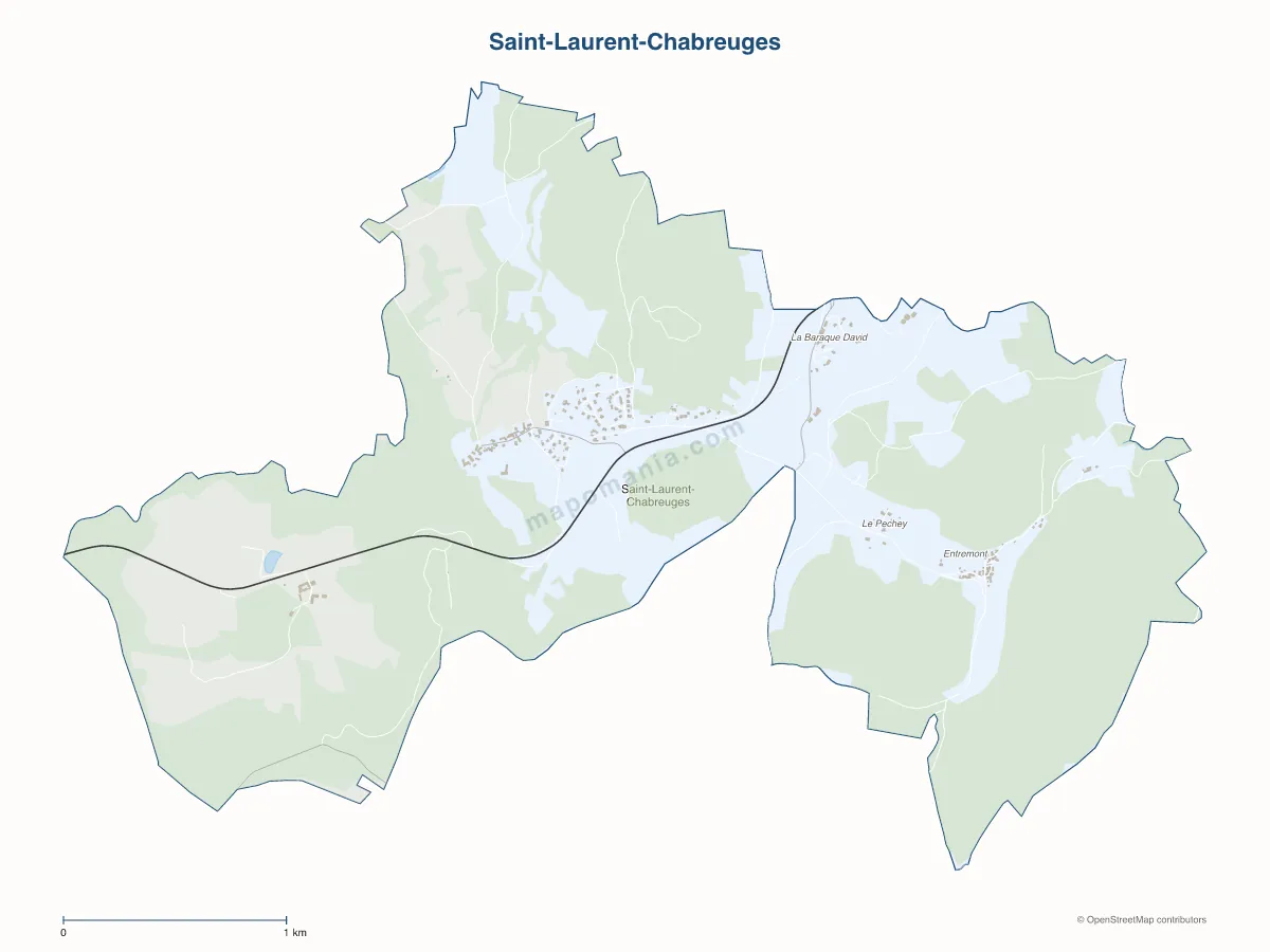 Carte de Saint-Laurent-Chabreuges à personnaliser