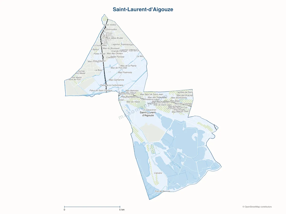 Carte de Saint-Laurent-d'Aigouze à personnaliser