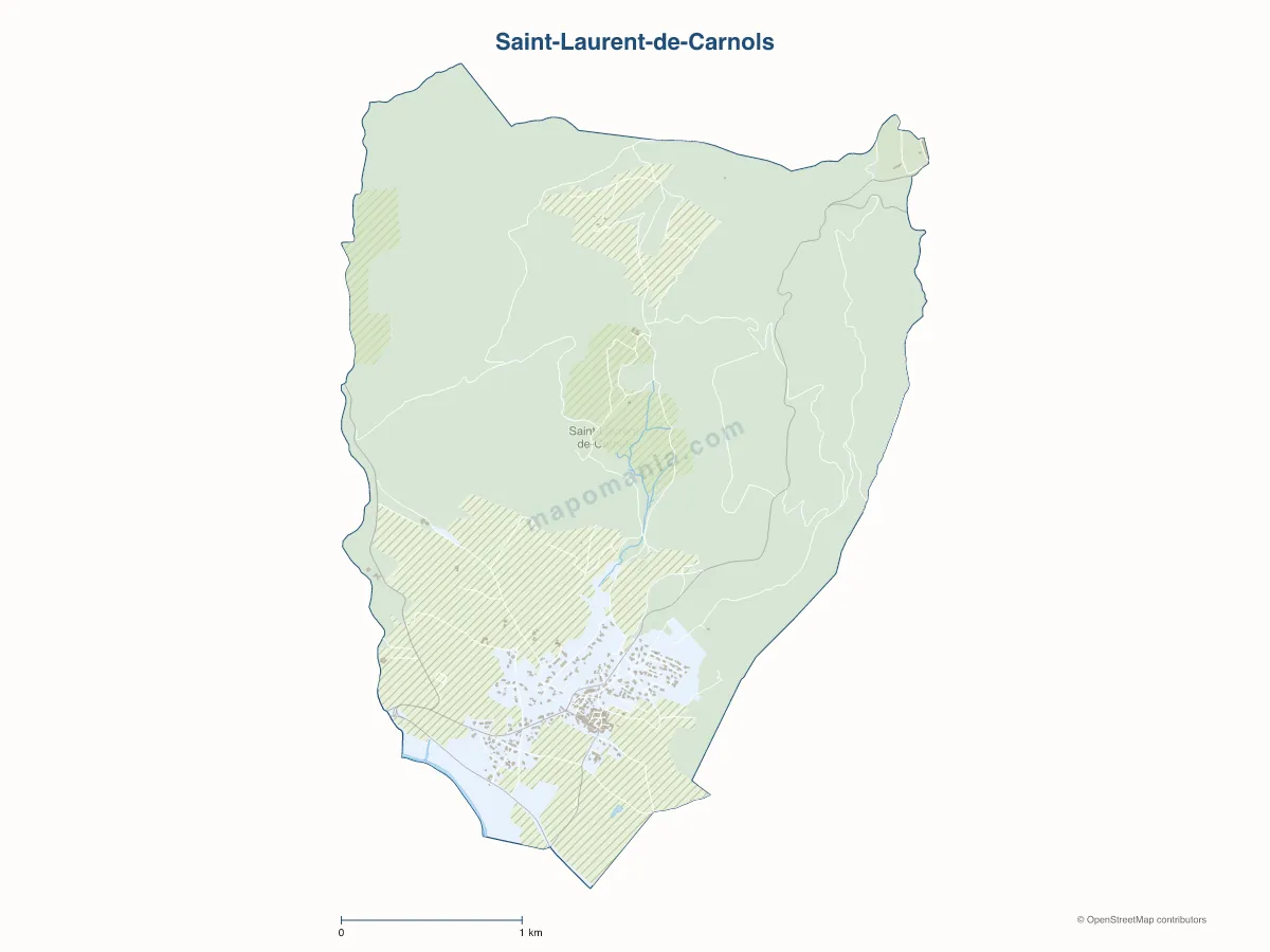 Carte de Saint-Laurent-de-Carnols à personnaliser