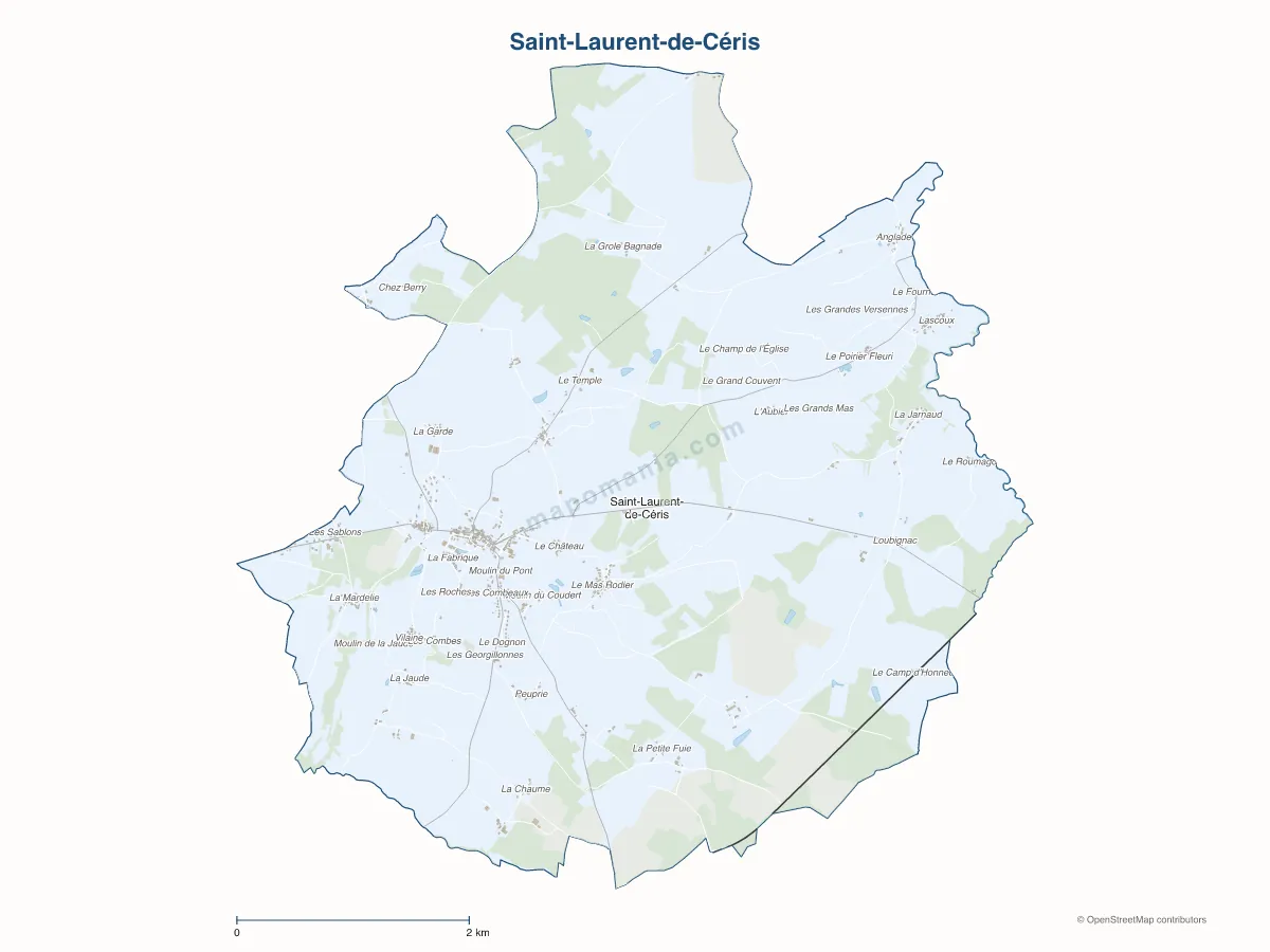 Carte de Saint-Laurent-de-Céris à personnaliser
