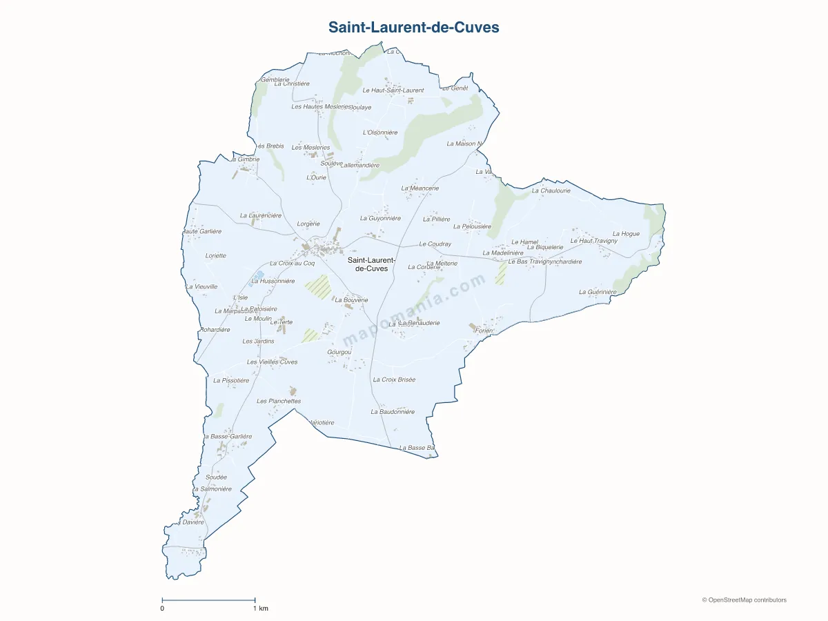 Carte de Saint-Laurent-de-Cuves à personnaliser