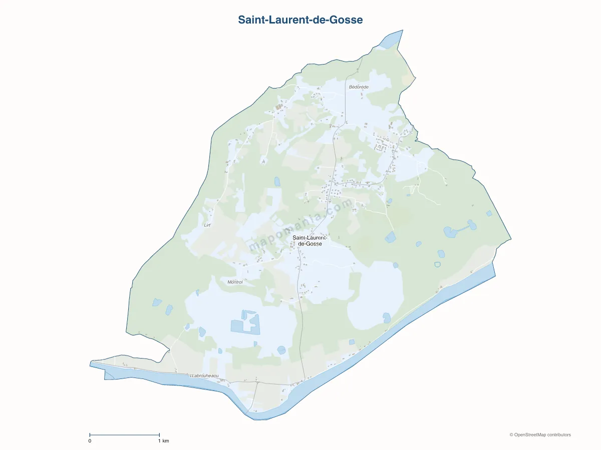 Carte de Saint-Laurent-de-Gosse à personnaliser
