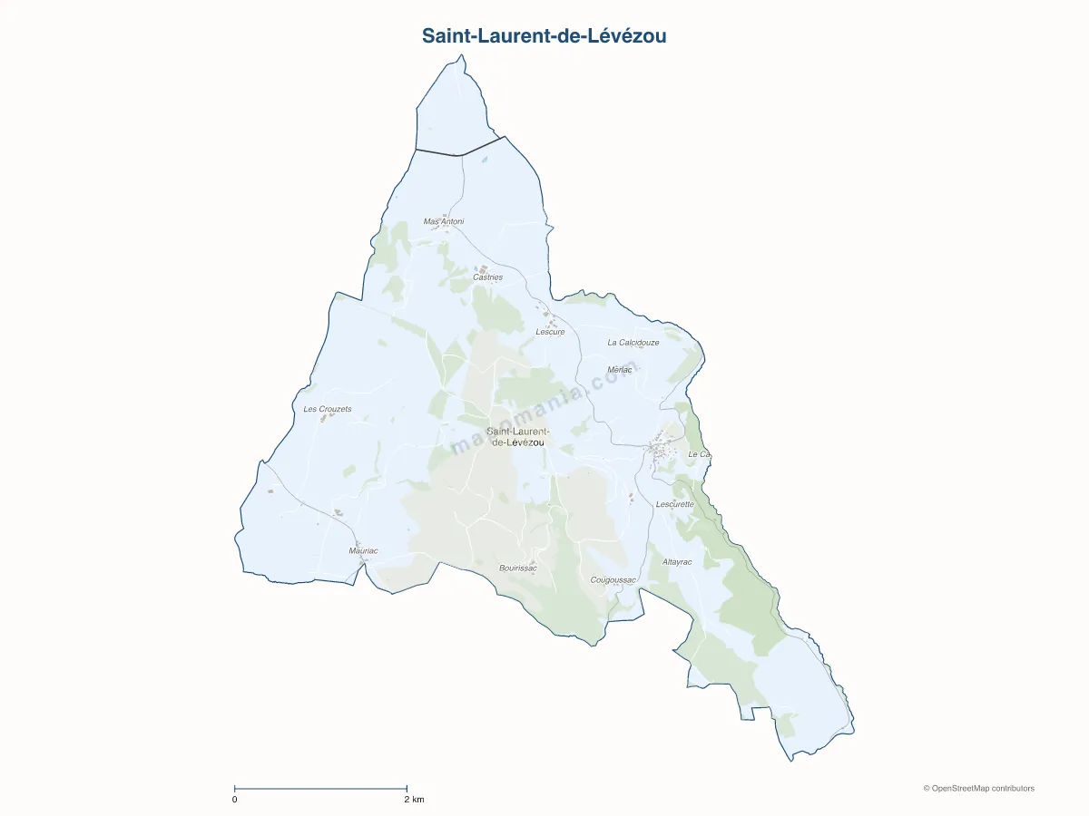 Carte de Saint-Laurent-de-Lévézou à personnaliser