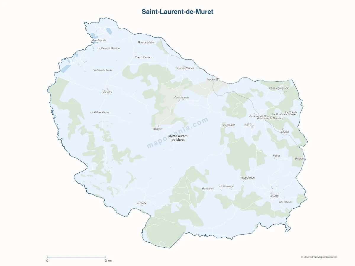 Carte de Saint-Laurent-de-Muret à personnaliser