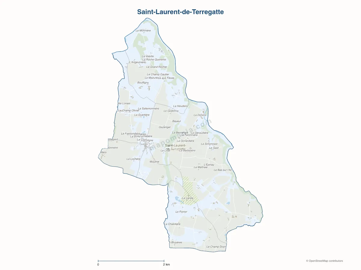 Carte de Saint-Laurent-de-Terregatte à personnaliser