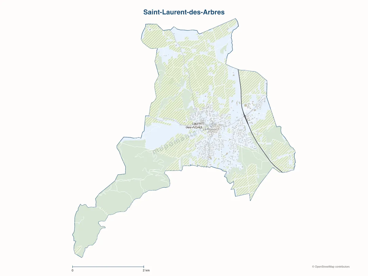Carte de Saint-Laurent-des-Arbres à personnaliser