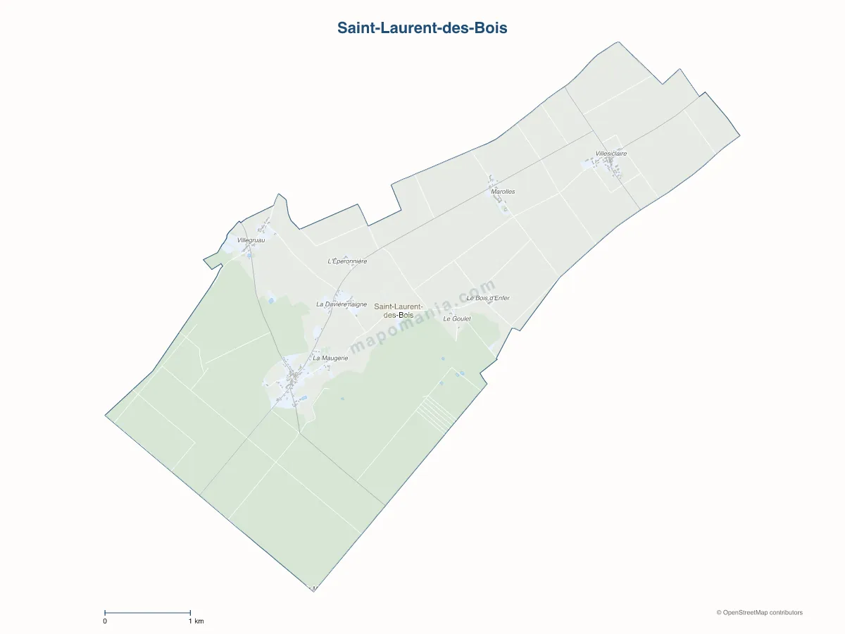 Carte de Saint-Laurent-des-Bois à personnaliser