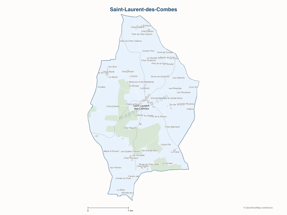 Carte de Saint-Laurent-des-Combes à personnaliser