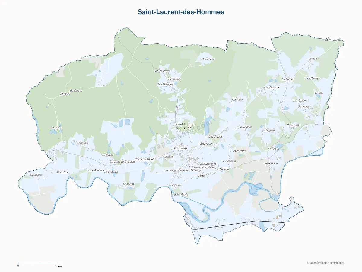 Carte de Saint-Laurent-des-Hommes à personnaliser