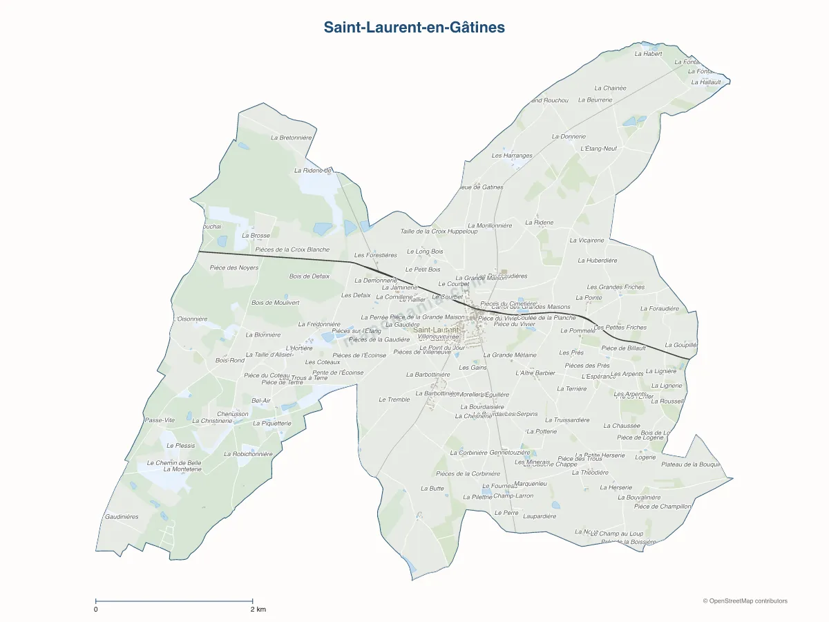 Carte de Saint-Laurent-en-Gâtines à personnaliser