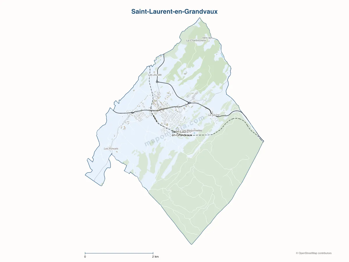 Carte de Saint-Laurent-en-Grandvaux à personnaliser