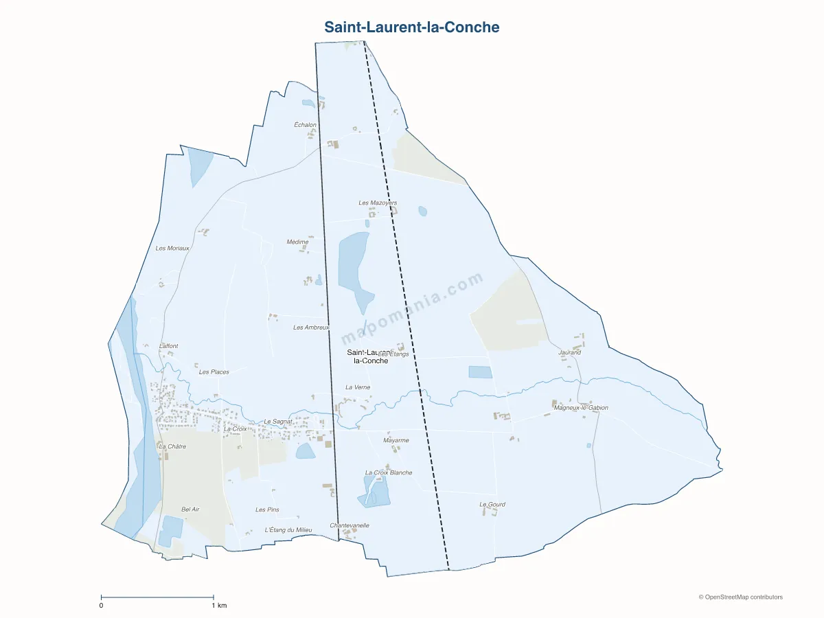 Carte de Saint-Laurent-la-Conche à personnaliser