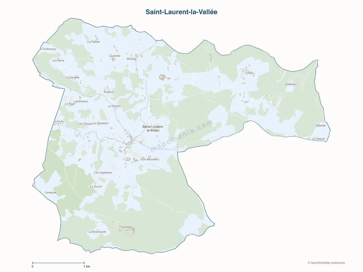 Carte de Saint-Laurent-la-Vallée à personnaliser