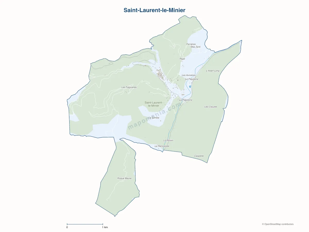 Carte de Saint-Laurent-le-Minier à personnaliser