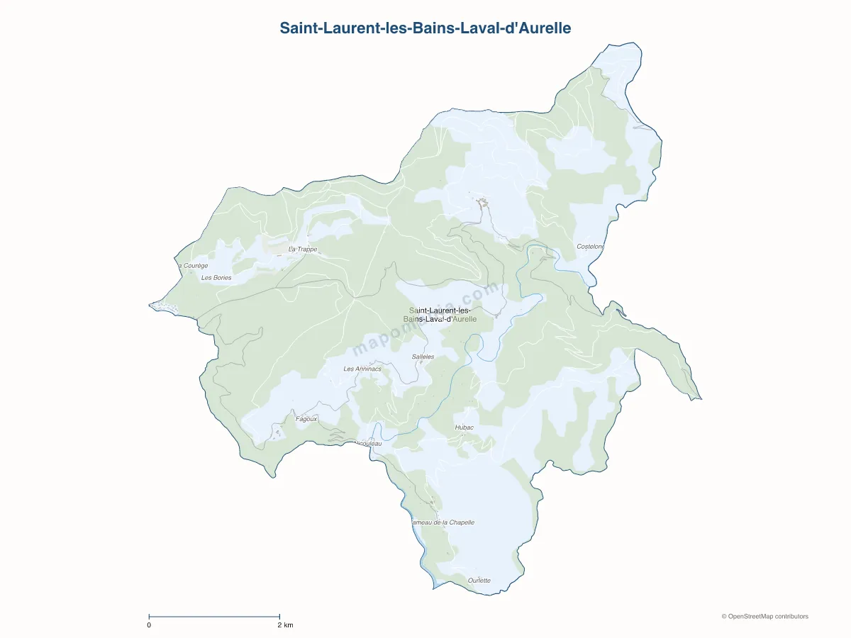 Carte de Saint-Laurent-les-Bains-Laval-d'Aurelle à personnaliser