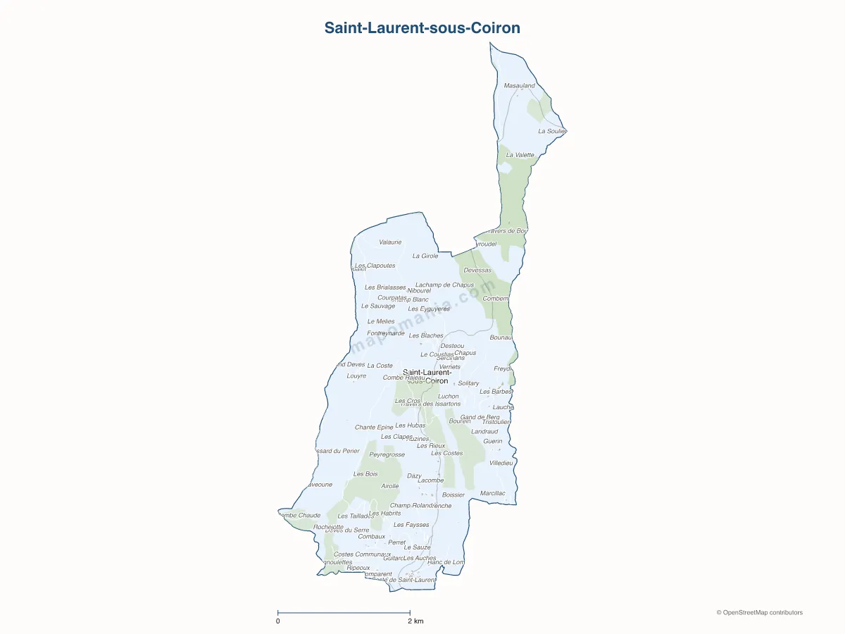 Carte de Saint-Laurent-sous-Coiron à personnaliser