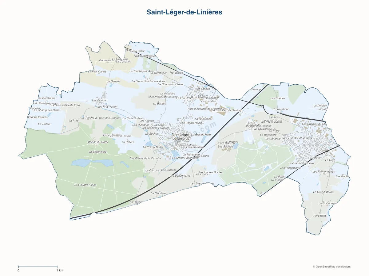 Carte de Saint-Léger-de-Linières à personnaliser
