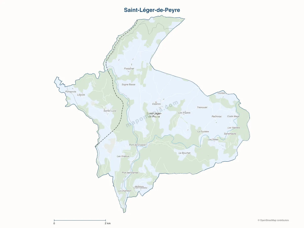 Carte de Saint-Léger-de-Peyre à personnaliser