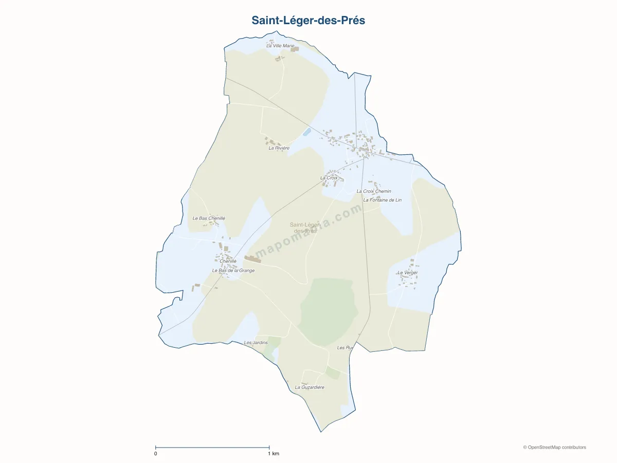 Carte de Saint-Léger-des-Prés à personnaliser