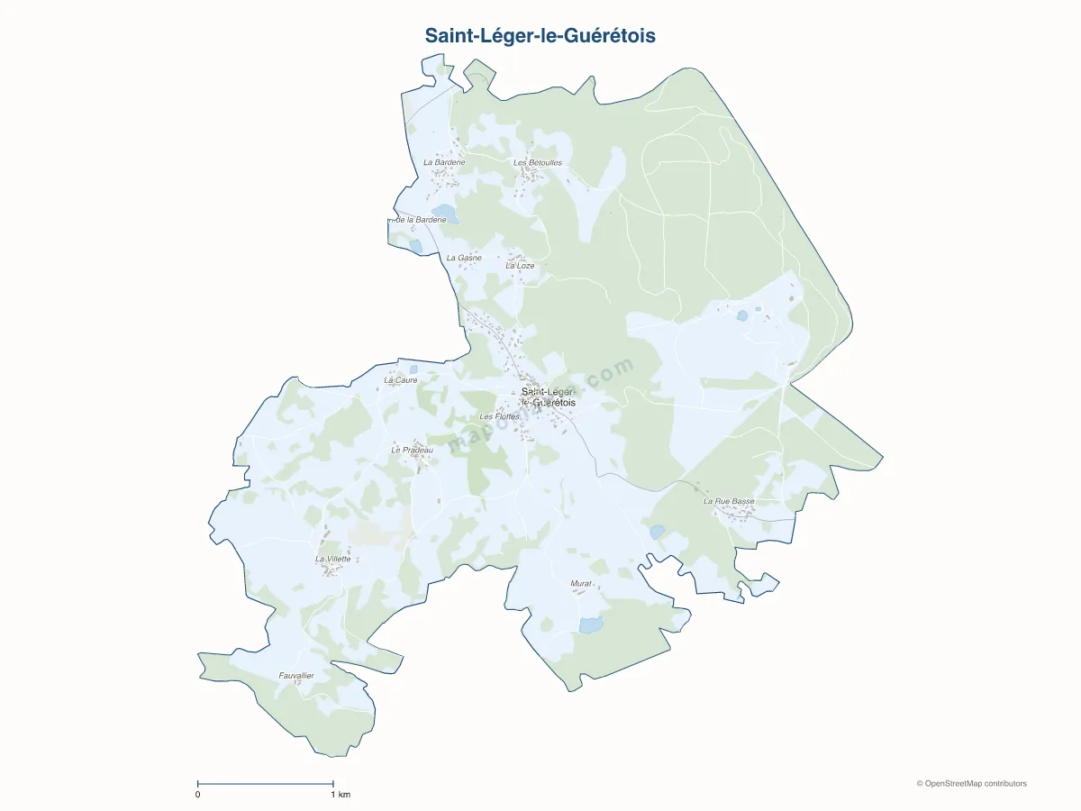 Carte de Saint-Léger-le-Guérétois à personnaliser