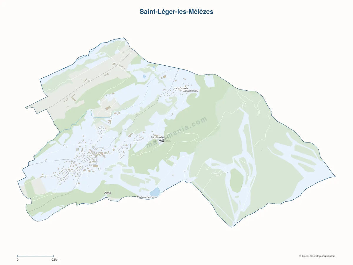 Carte de Saint-Léger-les-Mélèzes à personnaliser