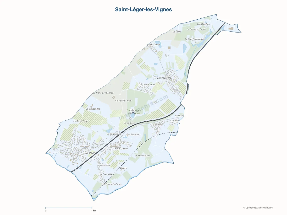 Carte de Saint-Léger-les-Vignes à personnaliser