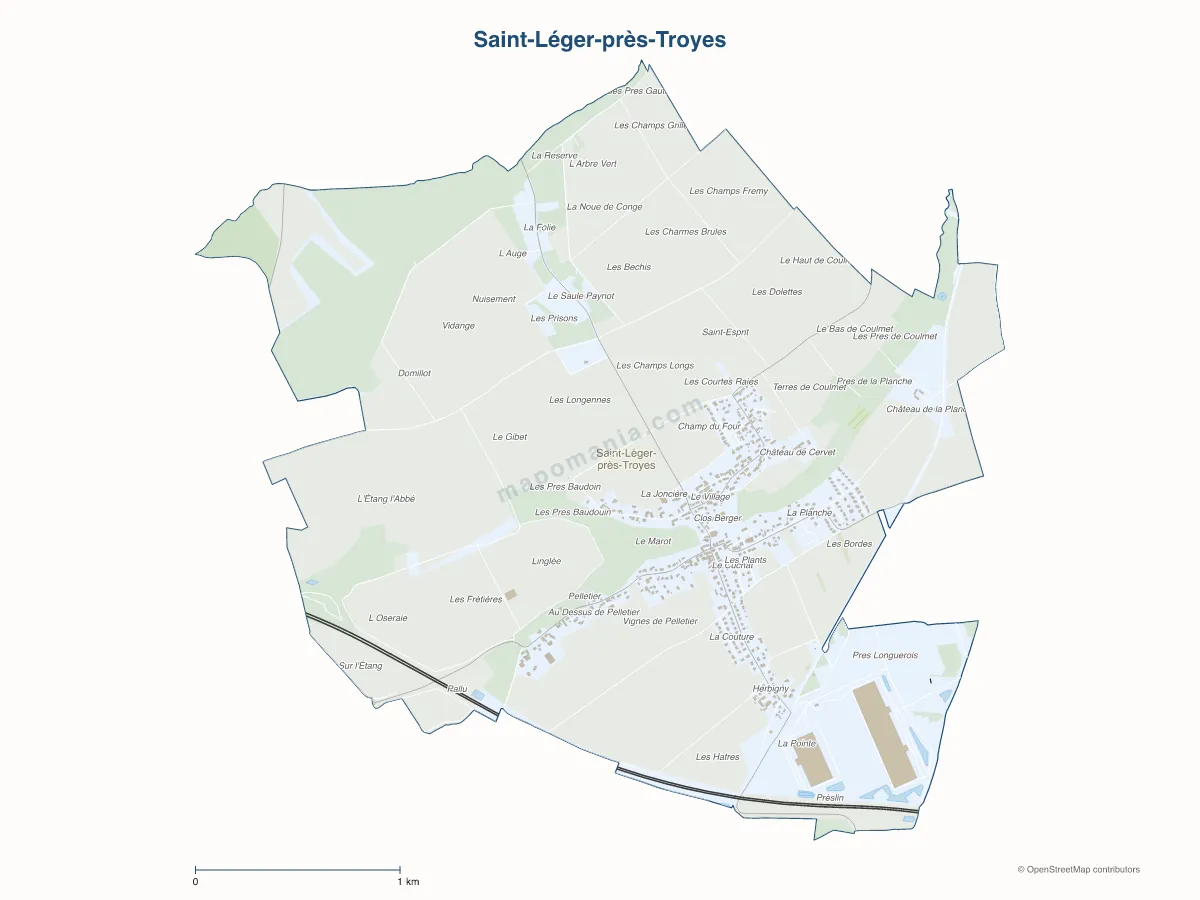 Carte de Saint-Léger-près-Troyes à personnaliser