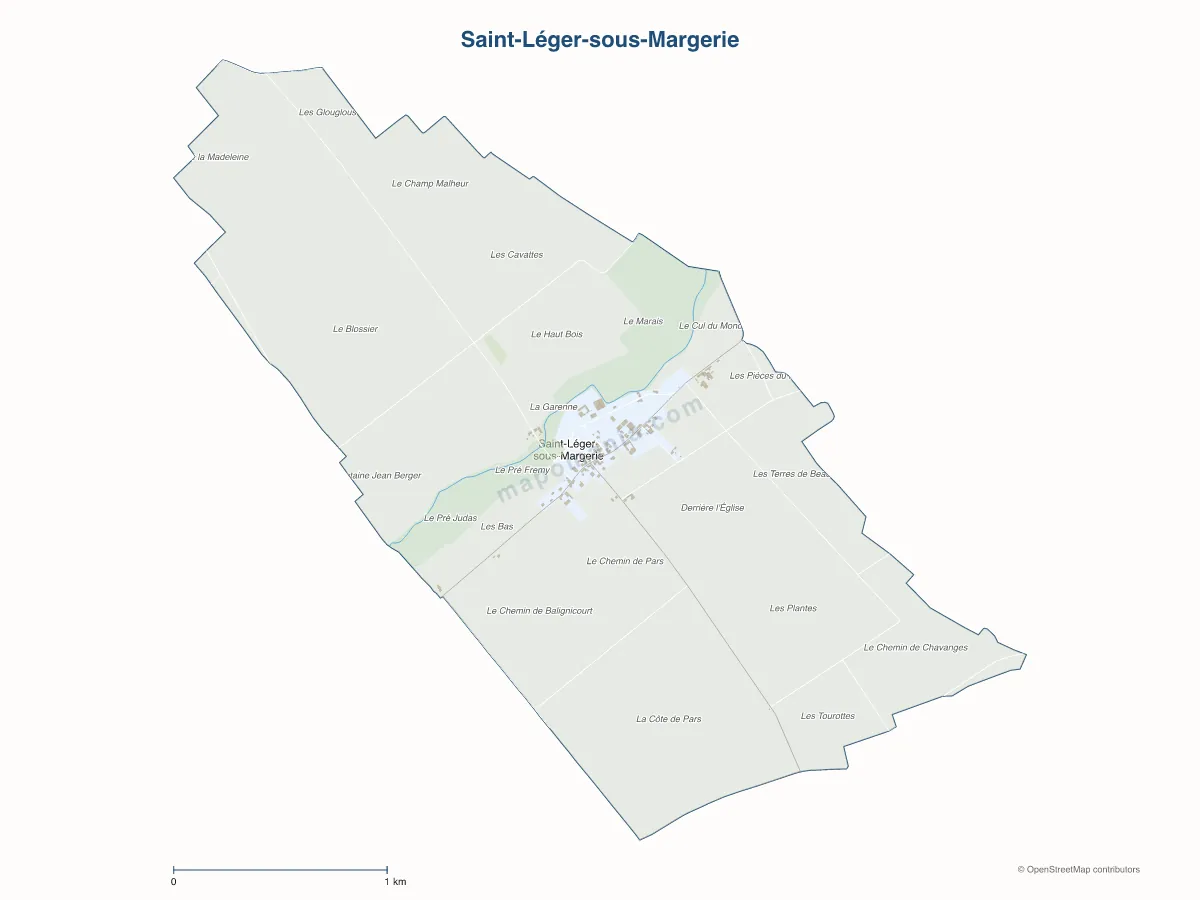 Carte de Saint-Léger-sous-Margerie à personnaliser